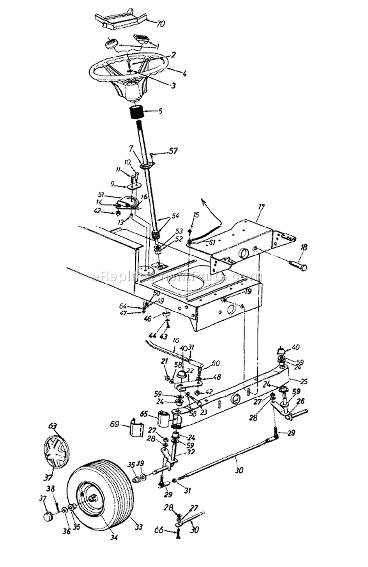 Page E Diagram and Parts List for 13AM672G088 TMO-3103203 -1997 Yard Machines Lawn Tractor